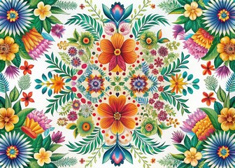 Vibrant floral mandala design with tropical flowers