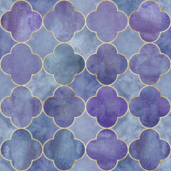 Watercolor gothic style clover leaf seamless pattern