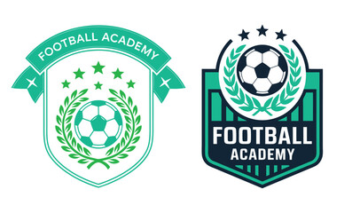 Football Academy Logo Badges with Stars and Laurel Wreath Design