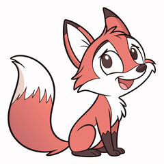 Fox Cub Cartoon Character with Pink Cheeks Vector
