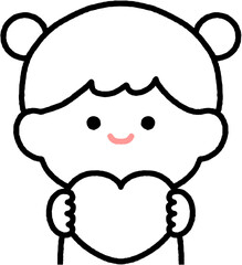 구독 좋아요 하트를 든 어린이 일러스트