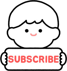구독 버튼을 든 귀여운 아이 일러스트