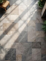 Stone tile floor with light and shadow play