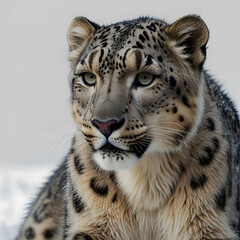 Snow leopard on white background
