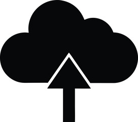 Vector Illustration of Cloud Upload Filled Silhouette for Internet Publishing