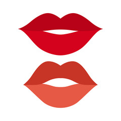 Minimal illustration of feminine lips with varying lipstick colors.