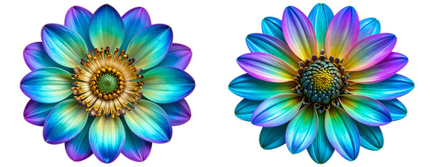 Macro Shot of Iridescent Flower Center with Radiating Petals Transparent Background PNG