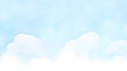 Abstract Watercolor Sky Background Pastel Blue Clouds