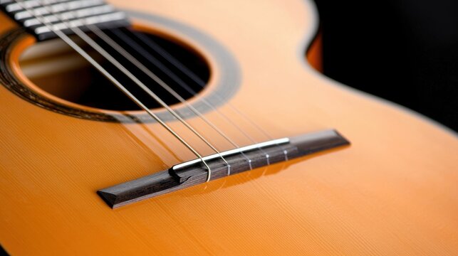A close up of an acoustic guitar.