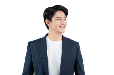 Portrait of young Asian business man posing on PNG background	