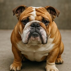 Fototapeta premium Adorable bulldog sitting patiently.