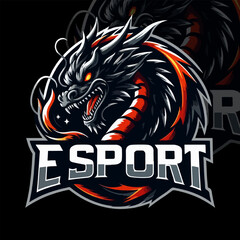 Detailed dragon esports gaming logo