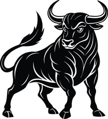 black and white bull