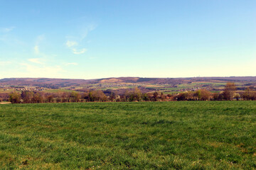 Landschaft im Hochwald bei Beuren. Aussicht vom Premium-Wanderweg Traumschleife Rockenburger...