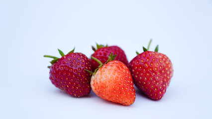 Red strawberry isolated on white background