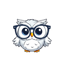 Fototapeta premium Cute cartoon owl wearing glasses smiling against a black background for education