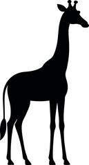 Giraffe Silhouette Illustration - Majestic African Wildlife Mammal with Long Neck and Legs - Elegant Herbivore Icon for Nature, Safari, Zoo, Conservation, Biodiversity, and Exotic Animal Themes