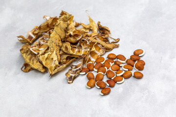 Sun-dried bean sprouts, isolated on a white background, are a healthy food. They're a good source of protein, fiber, and various vitamins and minerals, while being low in calories and fat.