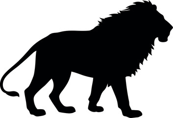 Majestic Lion Silhouette - Powerful Big Cat Illustration - Wildlife Art - African Safari Animal - King of the Jungle - Panthera Leo - Nature Conservation Symbol - Predatory Mammal Image