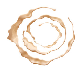 Cream swirl splash, white background. Cosmetic liquid texture; skincare, facial treatment, moisturizer, foundation, anti-aging product branding. Beauty advertising, packaging, presentation mockup, 3D
