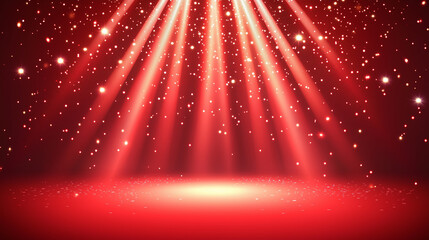 Shining beam background on red stage