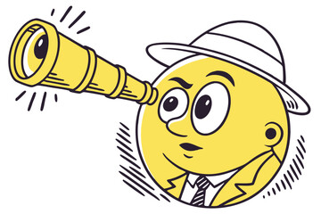 Sophisticated yellow emoji with monocle vector illustration