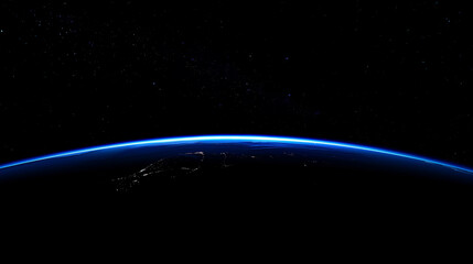 Night view of Earth's arc in the universe