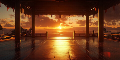 Watch the sunrise over the sea from the pavilion