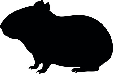 Guinea Pig Silhouette Vector Art - Rodent Clipart Image - Cavy Outline Graphic - Pet Animal Illustration - Black Silhouette Design - Guinea Pig Shape Icon - Rodent Sketch Image - Small Pet Artwork