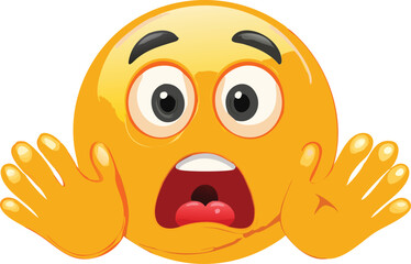 Shocked yellow emoji with wide open mouth and hair