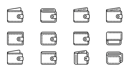 Money Wallet Line Icon Set &ndash; Minimalist Finance Icons for Apps and Websites