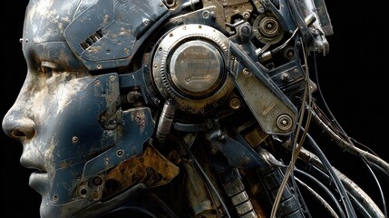 Cyberpunk Robotic Head: A Futuristic Portrait