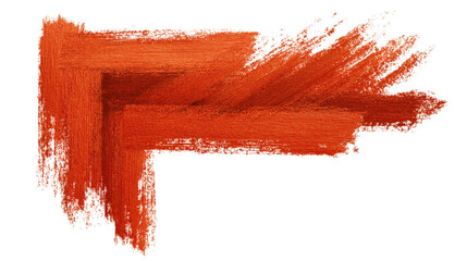 Wide, textured orange paint brush stroke forming a corner frame against a transparent background, ideal for adding a vibrant, hand painted touch to designs