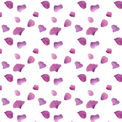 Hydrangea flowers pattern. Watercolor of pink petals isolated on a white background. Good for postcards, invitations, greeting cards, wallpaper and textiles
