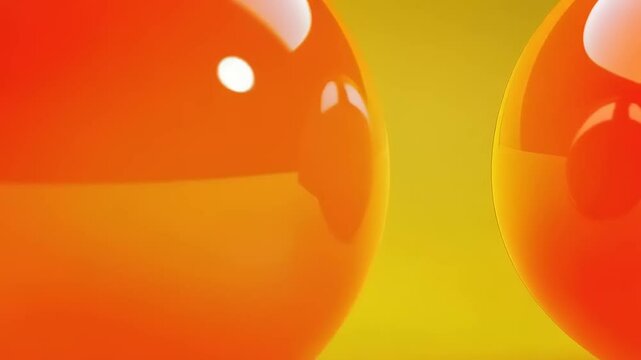Spherical harmony two glossy yellow spheres on a graduated background scene