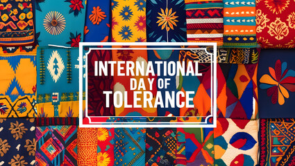 Vibrant textile patterns celebrating international day of tolerance with copy space