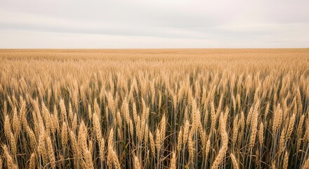 Naklejka premium Minimalist wheat field with repeating patterns under cloudy sky