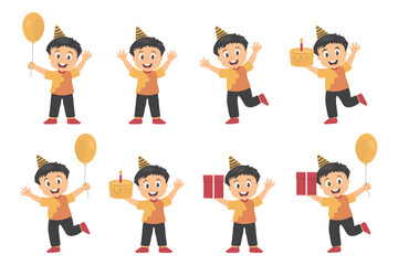 Cartoon Boy Celebrating Birthday 