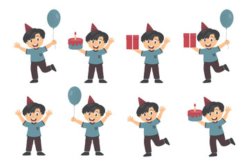 Cartoon Boy Celebrating Birthday 