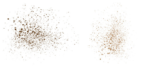 Fototapeta premium Vector flying coffee grain grunge texture brown particle illustration background design