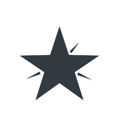 Black star icon with rays in minimalist style  