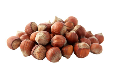 Fototapeta premium A close-up of shelled hazelnuts showing their natural, fresh texture and color isolated on transparent background