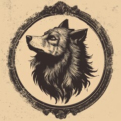 Wolf head Vector illustration. Wolf Vintage Logo