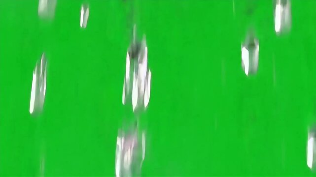 Realistic rain droplets falling for green screen video