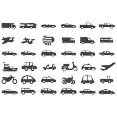 silhouette of all travels cars , cars icons