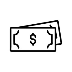 Stack of paper dollars in simple linear vector icon format  