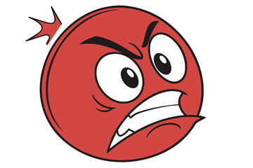 Angry red emoji face vector illustration
