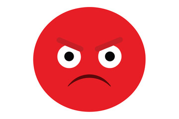 Angry red emoji face vector illustration