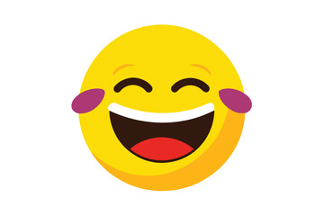 Joyful emoji with tears vibrant yellow and black vector illustration