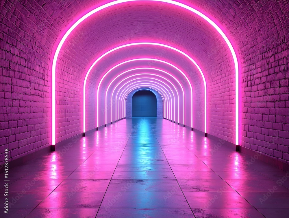 Canvas Prints vibrant neon lit tunnel creates a dynamic showcase space